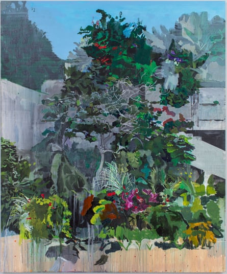 Jungle Garden, 2020, one of the paintings inspired by an abandoned hotel complex in Jamaica.