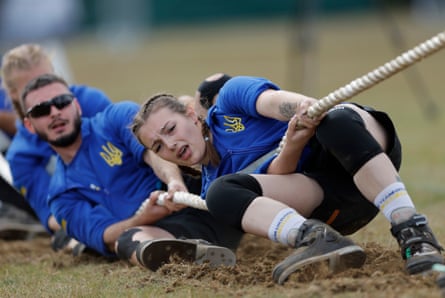 The Ukraine team in the under-23 mixed 560kg competition