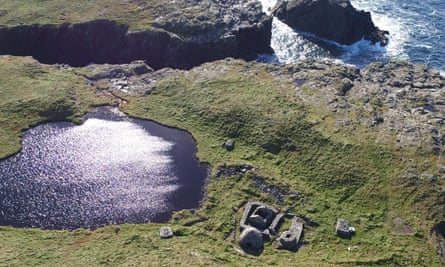 An aerial view of the monastery ruins, which are excluded from the sale.