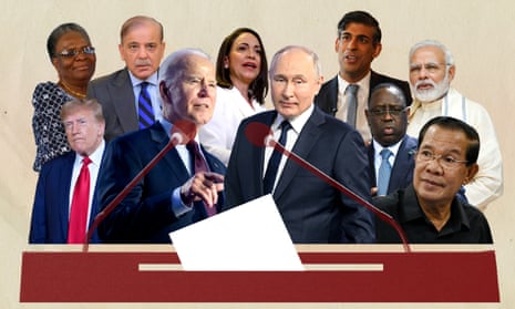 Composite image featuring (L-R) Netumbo Nandi-Ndaitwah, Donald Trump, Shehbaz Sharif, Joe Biden, Maria Corina Machado, Vladimir Putin, Rishi Sunak, Macky Sall, Narendra Modi and Hun Sen.