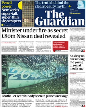 Guardian front page, Tuesday 5 February 2019