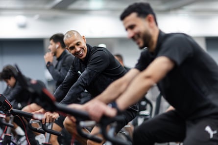 The group of promising officials go through cardio recovery on bikes