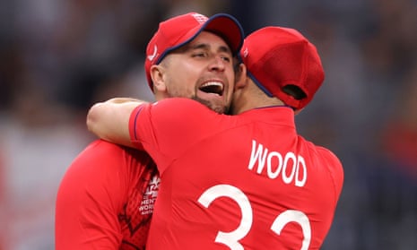 England's Liam Livingstone (left) is congratulated by Mark Wood after catching out Afghanistan batsman Hazrat Zazai.