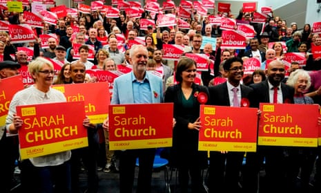 Jeremy Corbyn campaigning in South Swindon, in November 2019: ‘Sarah Church was clear in the wake of her defeat that forcing the Lib Dems to stand aside isn’t the answer.’