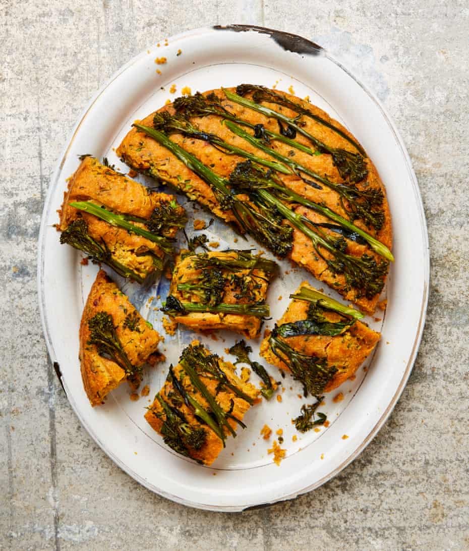 Meera Sodha’s chilli cornbread with Tenderstem broccoli.