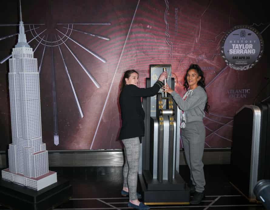 Katie Taylor and Amanda Serrano inside the Empire State Building