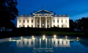 The White House, Washington, seen at night.