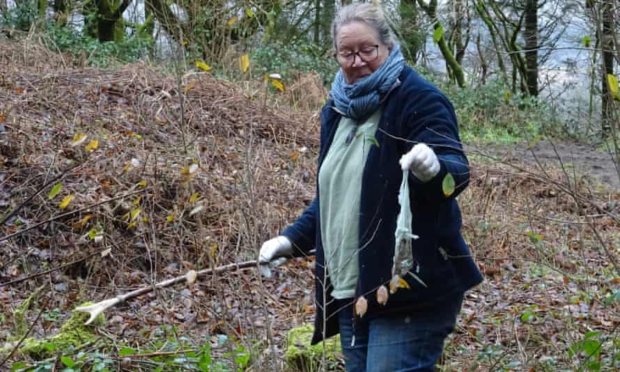 Corinna Legassick at work collecting 50 bags of poo.