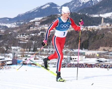 Johannes Høsflot Klæbo in the men’s 50km cross country skiing – one of six events where he won gold at the Milano Cortina Games