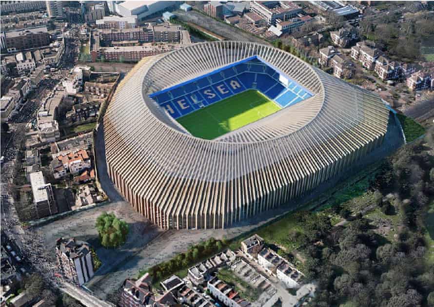 A computer generated image of Chelsea’s stadium plans.