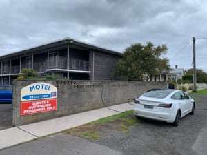 Oliver Pelling's rented Tesla charging at a Port Fairy motel