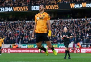 Raul Jimenez shows his frustration after a missed opportunity as Wolverhampton Wanderers hosted Aston Villa. He eventually got on the scoresheet as Wolves won 2-1.