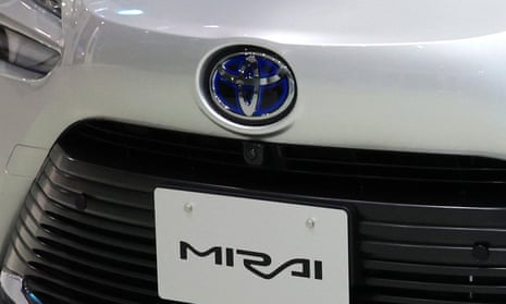 Japanese automobile giant Toyota Motor displays the new fuel cell electric vehicle "Mirai" at the company's showroom in Tokyo on Thursday, December 10, 2020