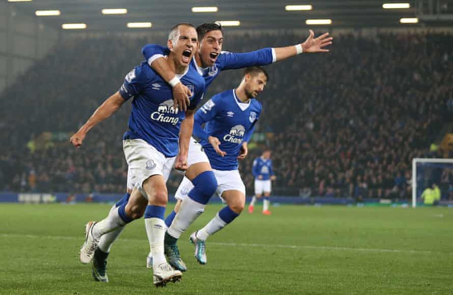 Leon Osman celebrates scoring in the Capital One Cup against Norwich in 2015.