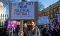 Activists protest outside Downing Street against Rishi Sunak's blocking of the Scottish gender recognition reform bill.