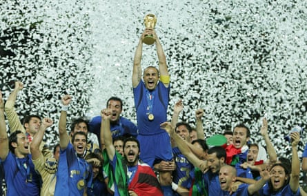 Italy’s Fabio Cannavaro lifts the World Cup trophy in 2006.