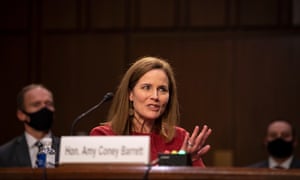 Amy Coney Barrett answers questions during her confirmation hearing before the Senate Judiciary Committee at the Hart Senate Office Building in Washington, DC.