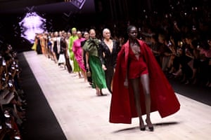 Models parade outfits by Australian labels during the 2023 Melbourne Fashion Festival