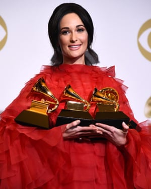 Kacey Musgraves with her four awards.