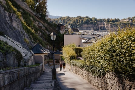 A walkway in Salzburg up a hill