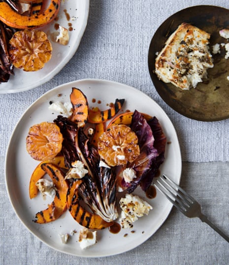 Lovely on a cooler day: Anna Jones’ charred clementine, pickled squash and radicchio salad.
