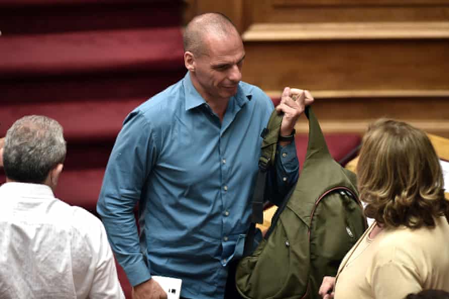 Former Greek Finance Minister Yanis Varoufakis leaves a parliament session in Athens on July 15, 2015. AFP PHOTO / ARIS MESSINISARIS MESSINIS/AFP/Getty Images