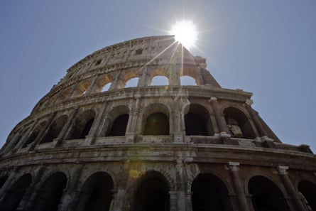 A view of the Colosseum after the first stage of the restoration work was completed in Rome, 2016.