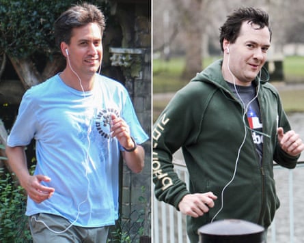A composite image of Ed Miliband and George Osborne jogging