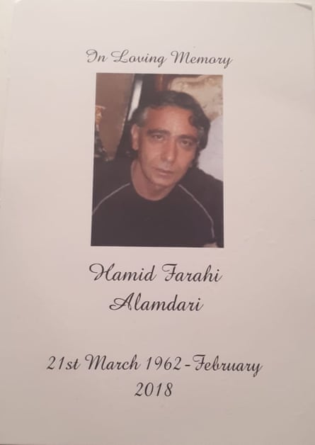 A memorial card from Hamid's funeral.
