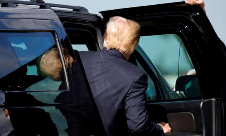 Donald Trump on route to his Mar-a-Lago residence in Palm Beach, Florida, on 20 January.