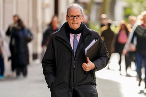 Lord Arbuthnot arrives to give evidence to the Post Office Horizon IT inquiry at Aldwych House earlier today.
