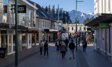 Pedestrians and shops in central Queenstown