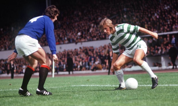 Kenny Dalglish takes on Rangers’ John Greig during the 1974 Drybrough Cup final