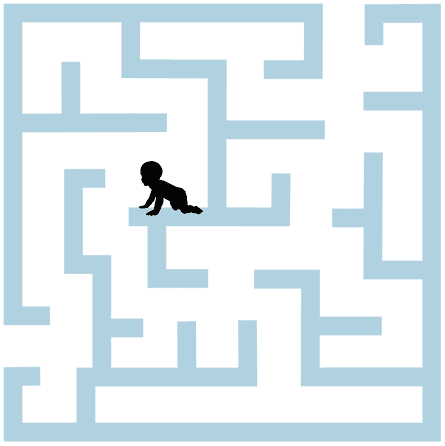 a baby in a maze