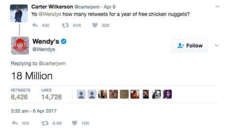 This teen now has one of the most retweeted tweets of all time after asking Wendy’s for free nuggets.