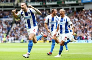 Duffy celebrates scoring Brighton’s second.
