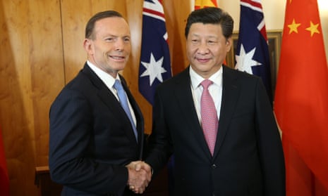 The then Australian PM, Tony Abbott, meets the Chinese president, Xi Jinping, in 2014.
