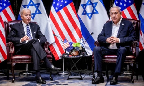 Joe Biden meeting Benjamin Netanyahu in Tel Aviv, Israel, on 18 October 2023.
