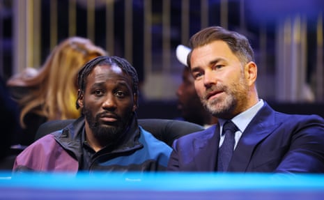 Terence Crawford, left, takes on Saturday’s fights with Matchroom Sport chairman Eddie Hearn.