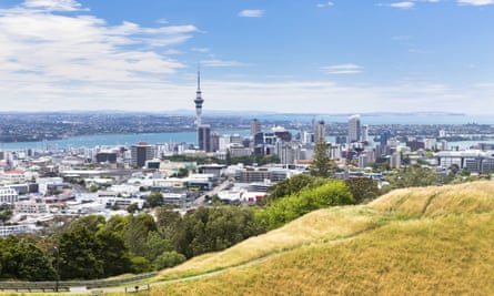 The view from Mount Eden, Auckland, the highest ranking English-speaking city in the survey.