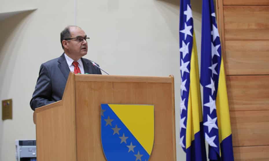 Christian Schmidt, seen here speaking at the House of Representatives of the Federation of Bosnia and Herzegovina in Sarajevo on 28 October 2021