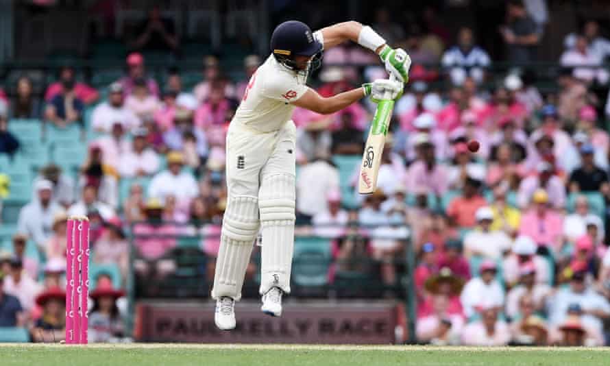 Jos Buttler takes off to play a shot while on nought in the fourth Ashes Test in Sydney, only to see the ball caught by Usman Khawaja.