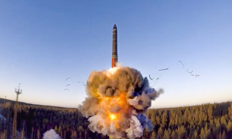 a Russian rocket launches as part of tests of a ground-based intercontinental ballistic missile
