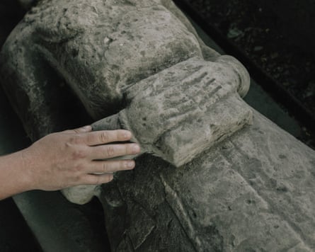 Detail of a medieval stone statue at the Dnipropetrovsk national historical museum