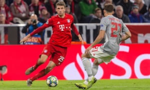 Thomas Müller, in action here against Olympiakos, suggested he would be open to leaving Bayern.