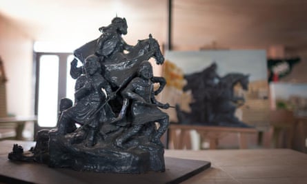A statue of Saladin from Damascus displayed at the community centre in Zaatari