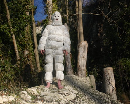 Still from a sea change by zack mennell, photographer and multidisciplinary artist here shown in the costume made from nappies