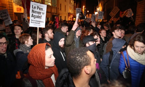 Protesters at Oxford University to demonstrate against Marine Le Pen talks