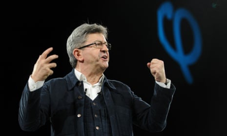 Jean-Luc Mélenchon delivers a speech at a campaign rally in Rennes.