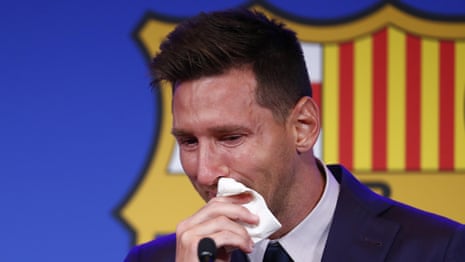 'I wanted to stay more than anything': Lionel Messi tearful at Barcelona exit – video 